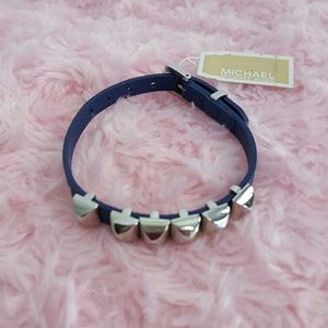 Michael Kors Blue Leather Silver Stud Bracelet